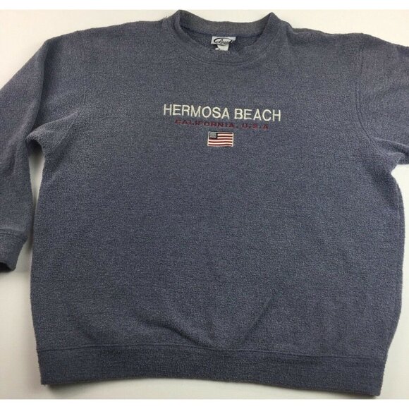 Hermosa Beach California Mens Crewneck Long Sleeve Flag Sweatshirt Size 2XL - Picture 2 of 6